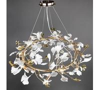 QHQQXN Morden Lustres Plafonnier en Cristal Feuille De Ginkgo pour Salle À Manger Table De Cuisine Salon Chambre Nordique Longue Branche d'arbre Suspendu Lustre Lumière Plafonnier