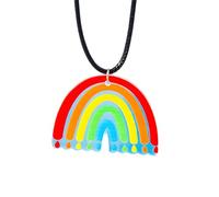 QHQQXN NBYGSC Collier Arc-en-Ciel en Argent Sterling 925 pour Femmes et Hommes, Collier Arc-en-Ciel coloré, chaîne en Corde en Cuir, Collier Pendentif Arc-en-Ciel Nuage Mignon, Collier Pont