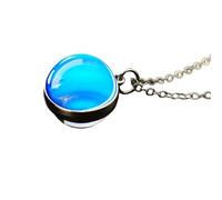 QHQQXN NBYGSC Collier Planète en Argent Sterling 925 pour Femmes Et Hommes, Collier du Système Solaire Univers Espace Lune Soleil Terre Planète Colliers Pendentif en Verre Double Face Collier