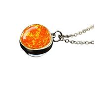 QHQQXN NBYGSC Collier Planète en Argent Sterling 925 pour Femmes Et Hommes, Collier du Système Solaire Univers Espace Lune Soleil Terre Planète Colliers Pendentif en Verre Double Face Collier