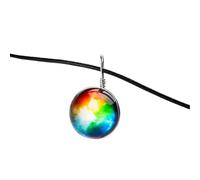 QHQQXN NBYGSC Collier Planète en Argent Sterling 925 pour Femmes Et Hommes, Collier Univers Spatial Étoiles Pendentif en Verre Motif Planète en Cristal Collier en Cuir, Collier, Collier Astronaute