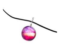 QHQQXN NBYGSC Collier Planète en Argent Sterling 925 pour Femmes Et Hommes, Collier Univers Spatial Étoiles Pendentif en Verre Motif Planète en Cristal Collier en Cuir, Collier, Collier Astronaute