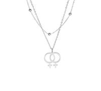 QHQQXN NBYGSC Collier Trans en Argent Sterling 925, Colliers Pendentif Symbole Lesbien Gay, Collier Bisexuel, Collier Transgenre, Elle Et Son Collier Lesbien, Collier Double Vénus, Collier Asexué