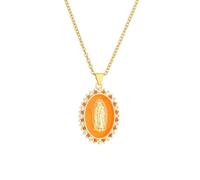 QHQQXN Pendentif Dame de Guadalupe en zircone cubique, Goutte d'huile colorée mère Marie pour Femmes, Hommes et Filles, Bijoux de Protection