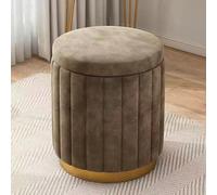 QHQQXN Pink Velvet Storage Stool Round Upholstered Vanity Stool with Removable Lid Padded Makeup Foot Rest for Living Room and Bedroom Decor