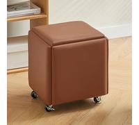 QHQQXN Pouf gigogne 5 en 1 en Cuir PU avec roulettes pivotantes, canapé empilable, Tabouret, Repose-Pieds Mobile, Coiffeuse pour Salon, Chambre à Coucher, Solution de Rangement colorée Marron