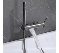 QHQQXN Robinet de Bain Cascade avec douchette à Main, Montage Mural, mélangeur d'eau Froide et Chaude en Laiton, Baignoire