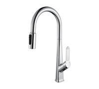 QHQQXN Robinet de Cuisine extractible à 3 Voies, mitigeur de Cuisine chromé à Levier Unique, Bec col de Cygne, Eau Potable à 3 Voies, Robinet de Cuisine 3 en 1, Robinet d'évier de Cuisine,