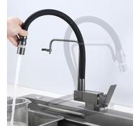 QHQQXN Robinet de Cuisine Pliable Gris, Robinet de Cuisine, tête de pulvérisation Flexible, mitigeur d'évier de Cuisine, Levier Unique, fenêtre Avant, robinets de Cuisine, mélangeur, robinets