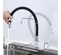QHQQXN Robinet de Cuisine Robinet de Cuisine chromé Pliable Tête de pulvérisation Flexible Robinet mitigeur d'évier de Cuisine à Levier Unique Fenêtre Avant Robinets de Cuisine Mélangeur Robinets