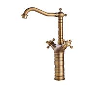 QHQQXN Robinet de lavabo Monobloc, Robinet de lavabo de Salle de Bains Antique monté sur Le Pont, mitigeur de Bain monotrou à Double poignée, robinets de lavabo Vintage pour Toilettes d'hôtel,
