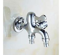 QHQQXN Robinet de Machine à Laver, Robinet à Trois Voies, Robinet de Piscine à vadrouille de Refroidissement Simple Un sur Deux en cuivre, Robinet d'eau de lavabo avec Double Bec et poignée pour