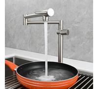 QHQQXN Robinet de Remplissage de Pot à Montage sur Pont, Robinet de Cuisine Pliable avec Bras pivotants Extensibles à Double Articulation, Robinet d'évier de Cuisine en Laiton, Robinet de poêle,