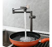 QHQQXN Robinet de Remplissage de Pot à Montage sur Pont, Robinet de Cuisine Pliable avec Bras pivotants Extensibles à Double Articulation, Robinet d'évier de Cuisine en Laiton, Robinet de poêle,