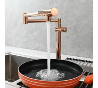 QHQQXN Robinet de Remplissage de Pot à Montage sur Pont, Robinet de Cuisine Pliable avec Bras pivotants Extensibles à Double Articulation, Robinet d'évier de Cuisine en Laiton, Robinet de poêle,