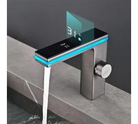 QHQQXN Robinet de Salle de Bain à LED avec Affichage de la température, Robinet de lavabo de Salle de Bain monotrou, Robinet de Salle de Bain en Laiton Massif, mitigeur d'eau Froide et Chaude,