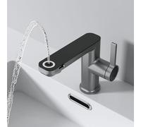 QHQQXN Robinet de Salle de Bain monotrou, Robinet de Salle de Bain à poignée Unique, Robinet de Fontaine pour lavabo de Salle de Bain, mitigeur de lavabo, Robinet de lavabo en Laiton, Gris Pistolet