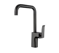 QHQQXN Robinet d'évier de Cuisine Robinet de Bar Commercial poignée à Levier Unique Tout en cuivre Noir monté sur Pont monotrou Robinet de lavabo d'eau Chaude et Froide