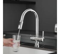 QHQQXN Robinet filtrant 3 Voies, Eau à Trois Flux, mitigeur d'évier de Cuisine brossé, Robinet de Cuisine Rotatif à 3 Modes