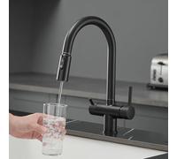 QHQQXN Robinet filtrant 3 Voies, Eau à Trois Flux, mitigeur d'évier de Cuisine brossé, Robinet de Cuisine Rotatif à 3 Modes