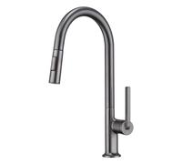 QHQQXN Robinets extractibles pour évier de Cuisine, mitigeur d'évier de Cuisine à Levier Unique Gris avec Bec pivotant à col de Cygne, robinets ménagers