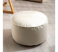 QHQQXN Round Leather Pouf Foot Stool - Soft Couch Footrest Solid Color Stuffed Bean Bag Small for Living Room & Bedroom Decor