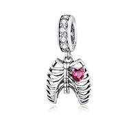 QHQQXN Serment Steampunk avec Pendentif en Forme de cœur pour Bracelet ou Collier Serpent, Bijoux en Argent Sterling 925, Pendentif à breloque en Forme de tête de Mort en Argent