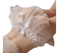 QHQQXN String en Dentelle pour Femme, Culotte Sexy avec Maille Transparente, Taille Basse, sans Entrejambe, Slip avec nœud, Sloggi Hipster, Bikini, Respirant pour Dames