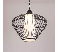 QHQQXN Support Lumière Chambre Lustre Noir Fer Cage Cuisine Île Suspension Style Chinois Étude Restaurant Chambre Lampes De Chevet, Lustre