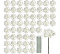 Qhsgdbgem Fleurs artificielles 64 Fleurs Ivoires Polyester Soie | Fleurs réutilisables qui conservent couleur et forme, idéal pour mariages, réceptions et décorations intérieures.