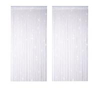 QHSXMQ 2PCS Rideau de Porte, Blanc Rideau Porte Anti Mouche de Frange, Argent décorative Rideaux à Cordes,100x200 cm, Utilisé pour la Décoration de la Maison, comme Anti-Moustique