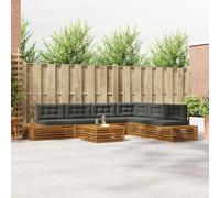 Qhsynaptor Canapé d'angle de jardin avec 7 coussins résistants aux intempéries en bois d'acacia massif pour terrasse, balcon et extérieur, salon modulaire pour la relaxation et les réunions sociales