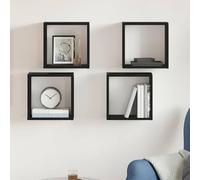 Qhsynaptor Lot de 4 étagères murales cubiques noires aspect chêne 30 x 15 x 30 cm Étagère suspendue polyvalente pour salon, chambre à coucher, cuisine, salle de bain, couloir, bureau