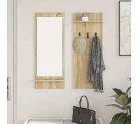 Qhsynaptor Table de chevet murale en chêne Sonoma avec 2 étagères pour couloir, chambre à coucher, cuisine, salle de bain et bureau, peu encombrant, stable, moderne, fixation invisible, polyvalente