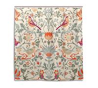 qhtqtt Rideau De Douche Imperméable Polyester William Morris Fleur Motif Rideau De Bain pour Salle De Bain Tissu Décoratif À La Maison Rideaux 180X180 Cm A