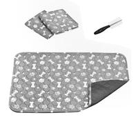 QHYK Lot de 2 Tapis Éducateur Chien Lavable Réutilisable, 70 x 50 cm, Antidérapants et Ultra absorbants, avec Peigne de toilettage pour Animaux de Compagnie, pour Chien/Chat/Lapin/Cochon d'Inde, Gris