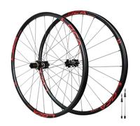 QHYRZE 26" 27,5" 29" Paire De Roues VTT Dégagement Rapide Jante De Vélo 24H Avant Arrière Roue À Frein À Disque 360 Clics Moyeu À Rayons Droits QR 100/135mm, pour Cassette 7-12s(Red A,27.5'')