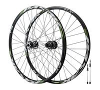 QHYRZE 26"/27.5"/29" Paire De Roues VTT Ultra Légères Jante en Alliage D'aluminium 32H Roue De Vélo Avant Arrière QR 100/135mm Moyeu Frein À Disque pour Cassette 7-12s(Groen,26'')