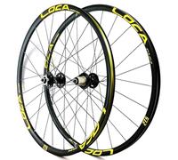 QHYRZE 26/27,5/29 Pouces Paire De Roues VTT Démontage Rapide Frein À Disque Roue De Vélo Jante 24H QR Avant 100mm Arrière 135mm, pour Cassette 7-12s(Gold A,26'')