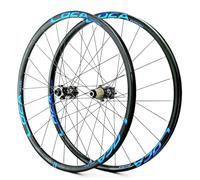 QHYRZE 700C Paire De Roues Vélo De Route Jante 24H Frein À Disque Roue pour Vélo De Gravel Axe Traversant Avant 100mm Arrière 142mm Moyeu À Rayons Droits 360 Clics, pour Cassette 7-12s(700c Blue)