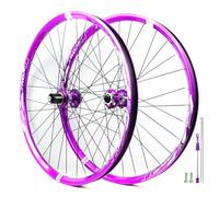 QHYRZE Dirt Jump Paire De Roues VTT 24/26/27,5/29'' DH/XC/AM Jante Vélo 32H Frein À Disque Roue Avant QR 9 * 100mm Roue Arrière Boulonnée 10 * 135mm, pour Cassette 7-12s(26'' Purple)