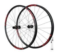 QHYRZE Gravel Paire De Roues Vélo De Route 700C Jante 24H Roue À Frein À Disque Blocage Rapide Avant 100mm Arrière 135mm 360 Clics Moyeu À Rayons Droits, pour Cassette 7-12 Vitesses(700c Red A)