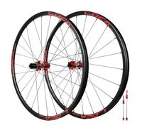 QHYRZE Gravel Paire De Roues Vélo De Route 700C Jante 24H Roue À Frein À Disque Blocage Rapide Avant 100mm Arrière 135mm 360 Clics Moyeu À Rayons Droits, pour Cassette 7-12 Vitesses(700c Red)