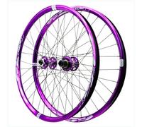 QHYRZE Jeu De Roues Freins À Disque pour VTT 24 26 27,5 29 Pouces DH/XC/AM Roue De Vélo Axe Traversant Avant 100mm Arrière 142mm, Jante 32H 9 Cliquets 360 Clics，pour Cassette 7-12s(Purple,27.5'')