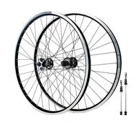 QHYRZE Jeu De Roues pour VTT 26/27,5/29 Pouces Vélo Roue Avant Arrière Alliage D'aluminium Frein Frein À V Jante 32h Moyeu Frein À Disque Blocage Rapide 100/135mm pour Cassette 7-12s(Black,26'')