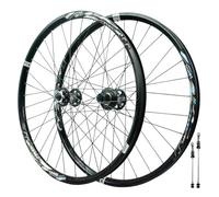 QHYRZE Jeu De Roues VTT 24/26/27,5/29 Pouces DH/XC/AM Roue De Vélo Avant Arrière Jante 32H Frein À Disque Blocage Rapide 100/135mm, 360 Clics, pour Cassette 7-12 Vitesses(Black,24'')