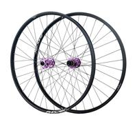 QHYRZE Jeu De Roues VTT 26/27,5/29 Pouces DH/XC/AM Jante De Vélo 32 Trous 360 Clics Roues À Frein À Disque Axe Traversant Avant 15 * 110mm Arrière 12 * 142mm， pour Cassette 7-12 Vitesses(Purple,26'')
