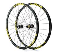 QHYRZE Paire De Roues pour VTT 26/27,5/29 Pouces Jante De Vélo 24H Frein À Disque Avant Arrière Roue Axe Traversant 100/142mm Moyeu À Rayons Droits 360 Clics, pour Cassette 7-12s(Gold,29'')