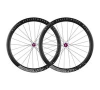 QHYRZE Paire De Roues Vélo Route 700c Jantes ALU Roues 9 * 100/9 * 135mm 7-12 Vitesses Cassette Moyeu en Fibre De Carbone Roue À Dégagement Rapide Frein Disque(Purple)