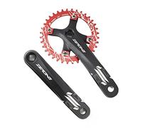 QHYRZE Pédalier À Cône Carré VTT 104BCD 170mm Ensemble De Bras De Manivelle VTT 32/34/36/38T Pédalier en Alliage D'aluminium 8/9/10/11 Vitesses(Rot,34T)